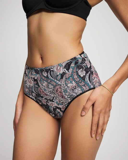 REGAL PAISLEY BLACK MINI Tummy Modern Brief Panty