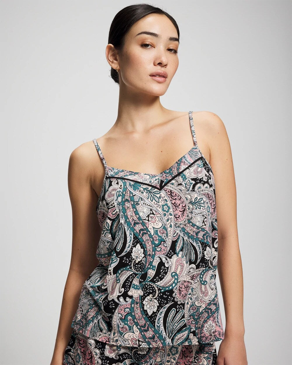 REGAL PAISLEY BLACK Piped Pajama Cami