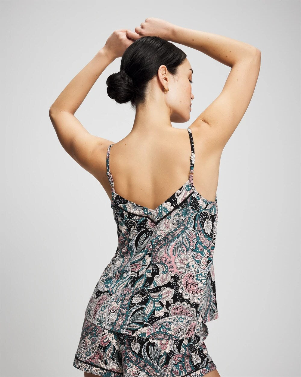 REGAL PAISLEY BLACK Piped Pajama Cami