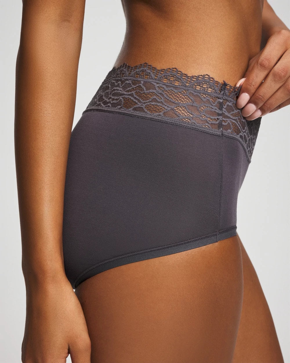 GRAY INK Brief Panty with Enchanting Lace
