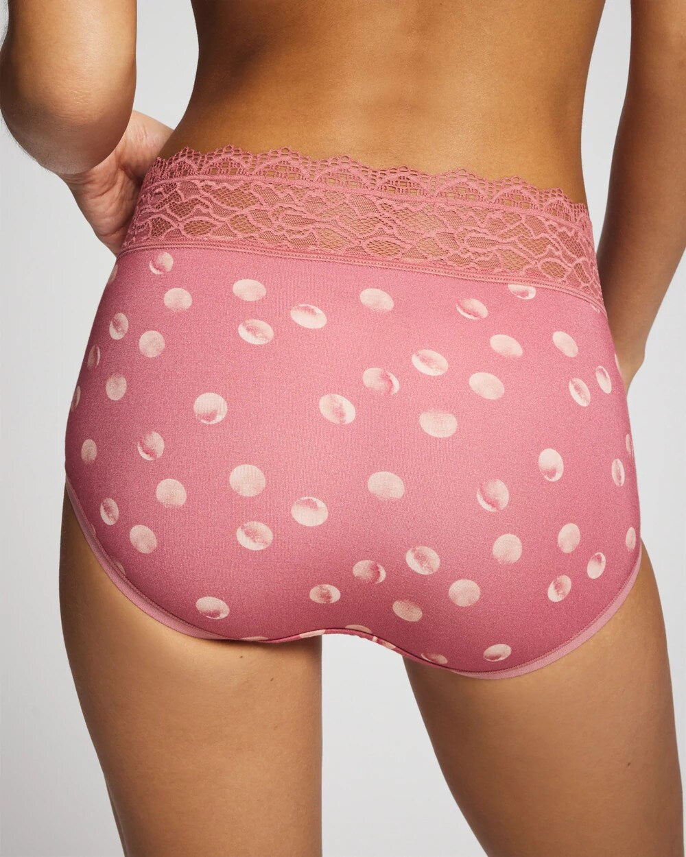 WATER SPOTS ANTIQUE PINK Brief Panty with Enchanting Lace