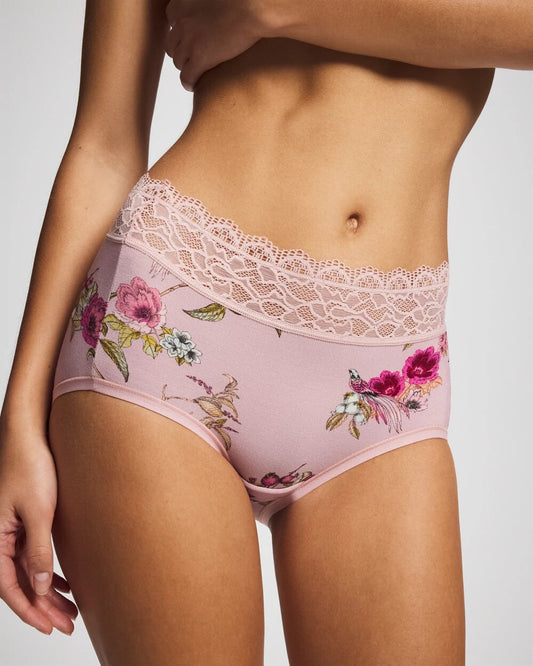 FEATHERED FANCY MINI PINK Brief Panty with Enchanting Lace