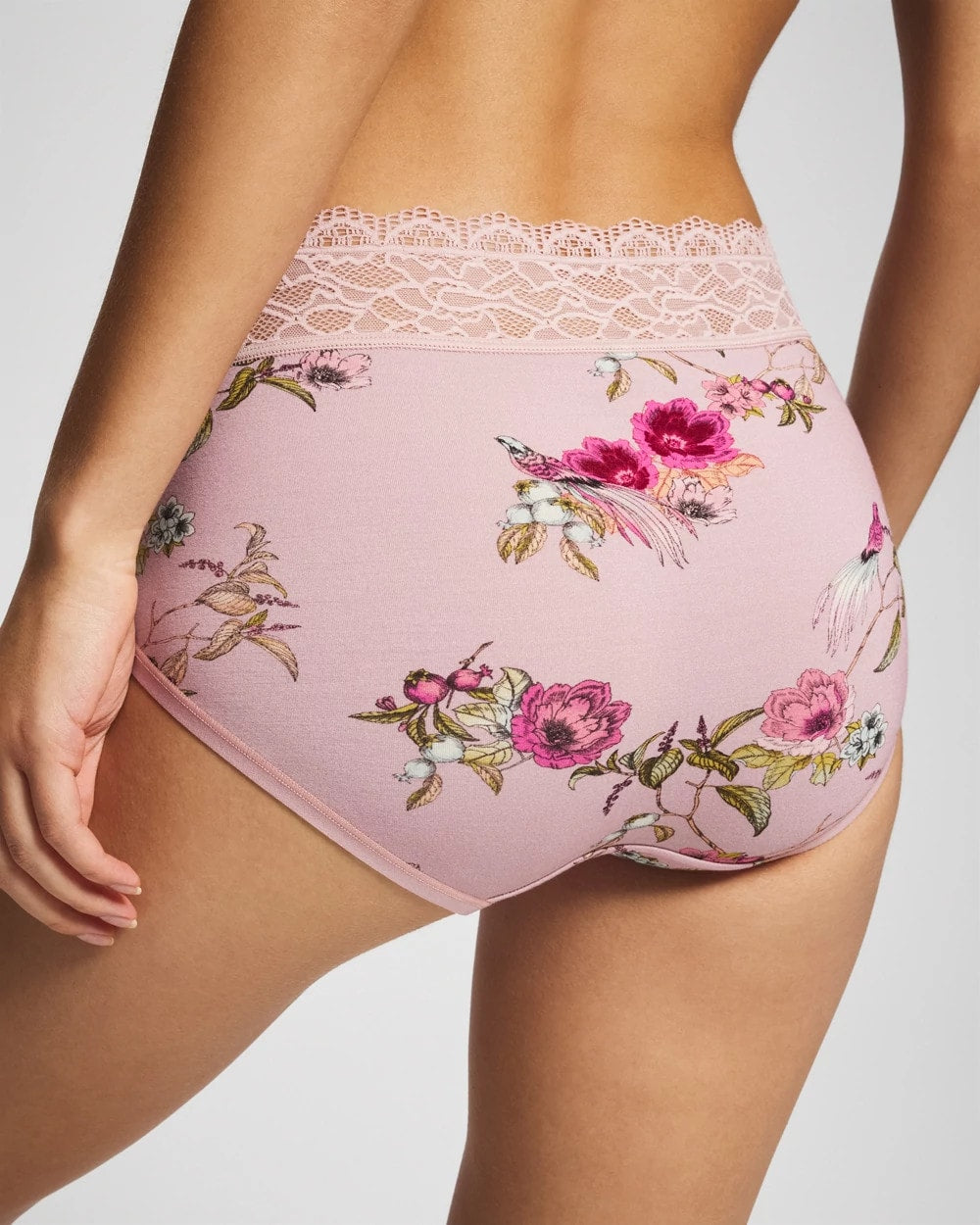 FEATHERED FANCY MINI PINK Brief Panty with Enchanting Lace
