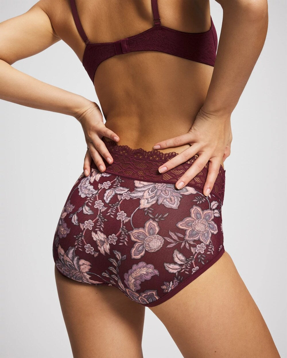 PAISLEY SPLENDOR M PLUM Brief Panty with Enchanting Lace