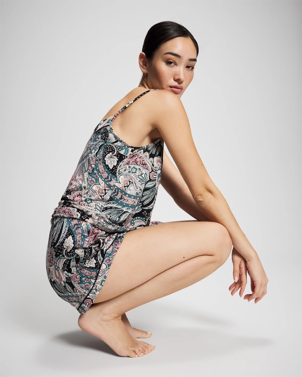 REGAL PAISLEY BLACK Relaxed Piped Pajama Short