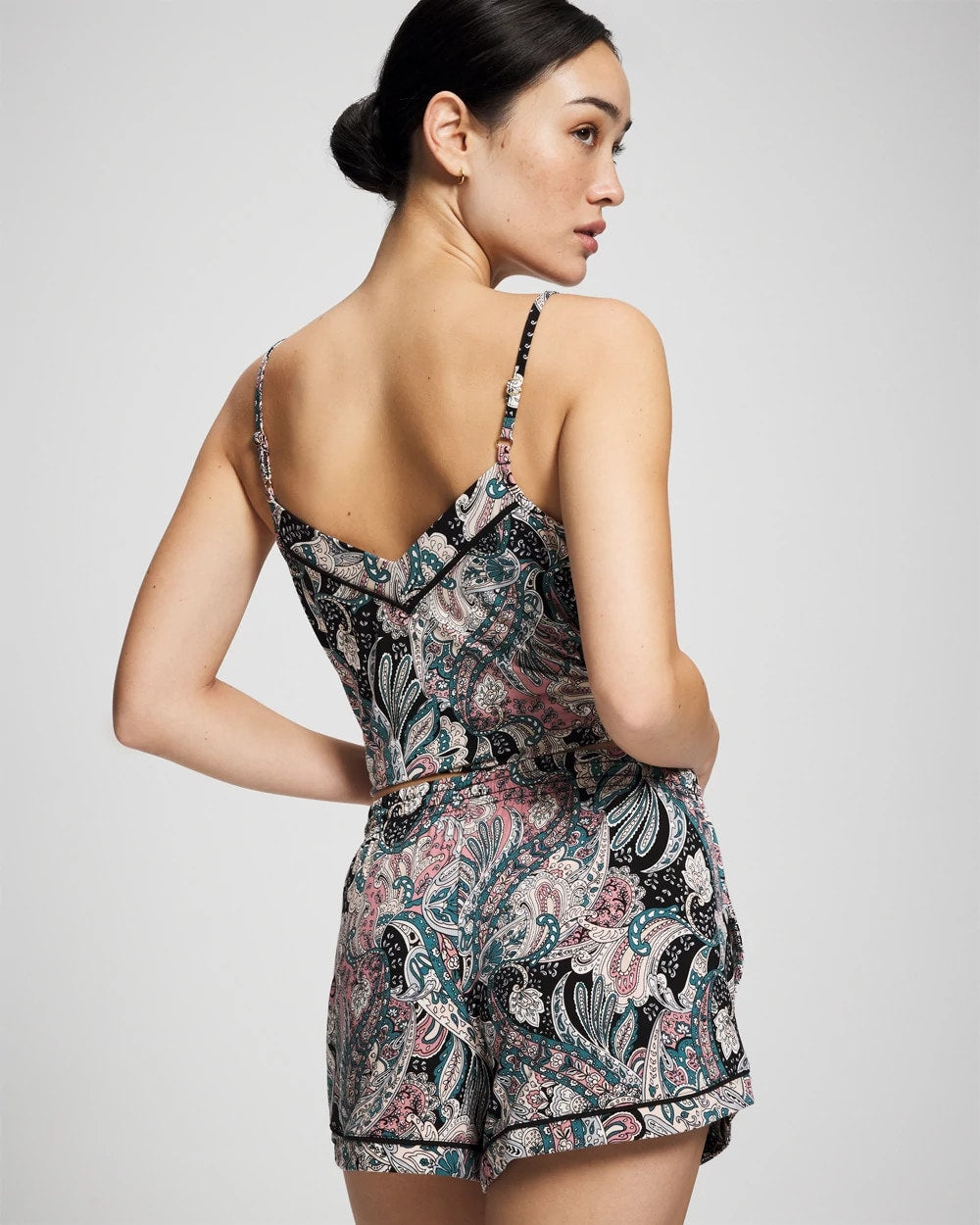 REGAL PAISLEY BLACK Relaxed Piped Pajama Short