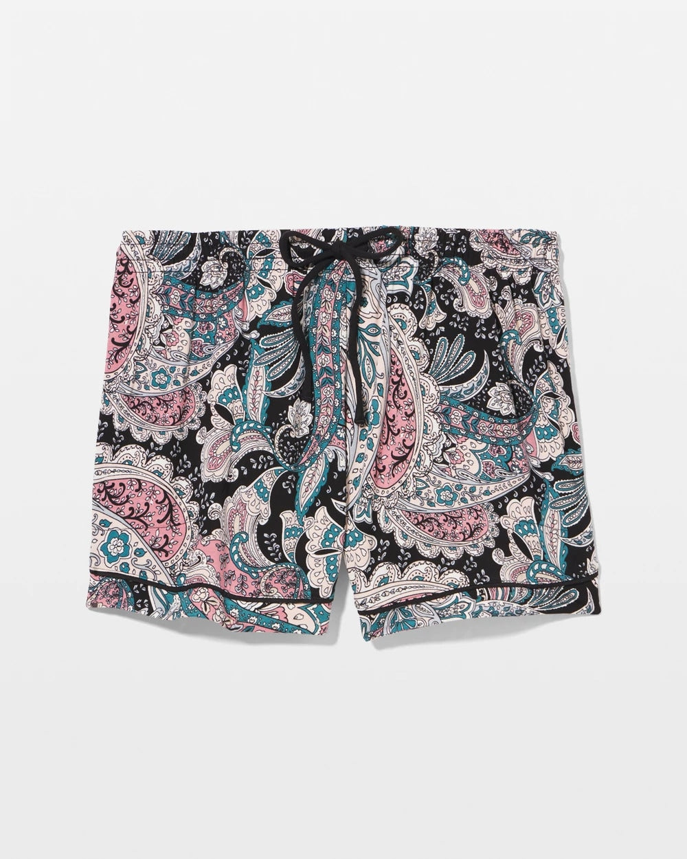 REGAL PAISLEY BLACK Relaxed Piped Pajama Short