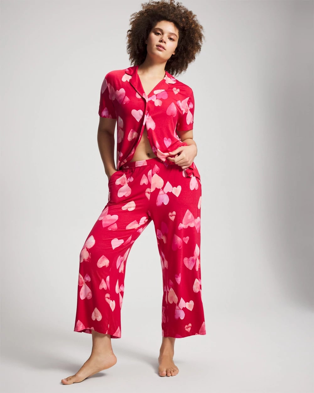 WHOLE LOTTA LOVE RED Cropped Pajama Pants
