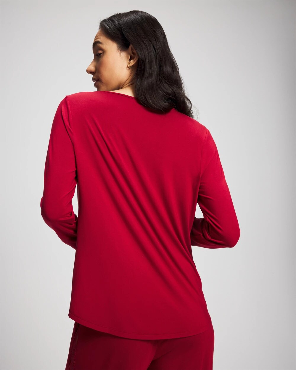PAINT THE TOWN RED Lace Long Sleeve Pajama Top