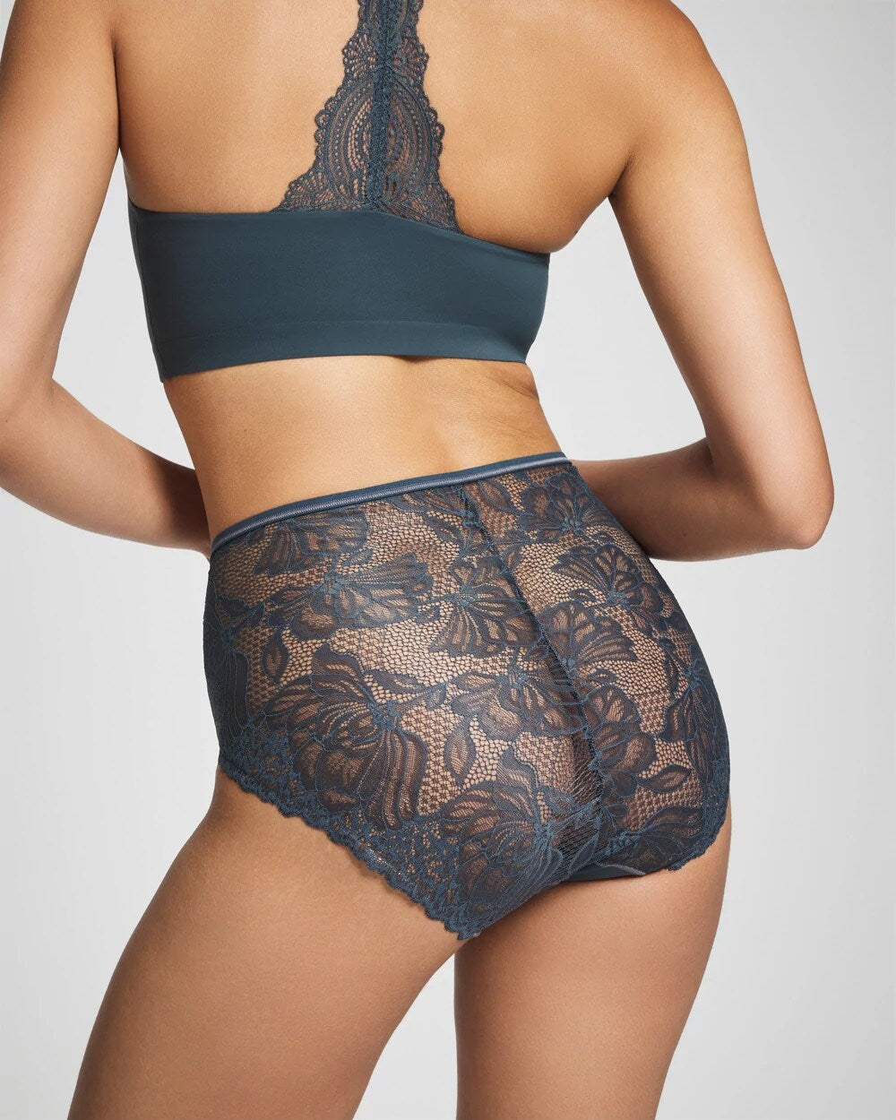 PETROL Lace Back Modern Brief Panty