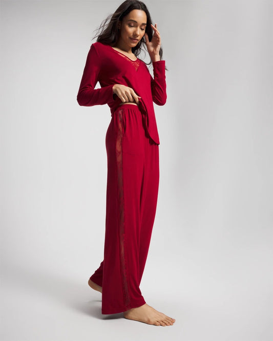 PAINT THE TOWN RED Lace Relaxed Wide Leg Pajama Pant
