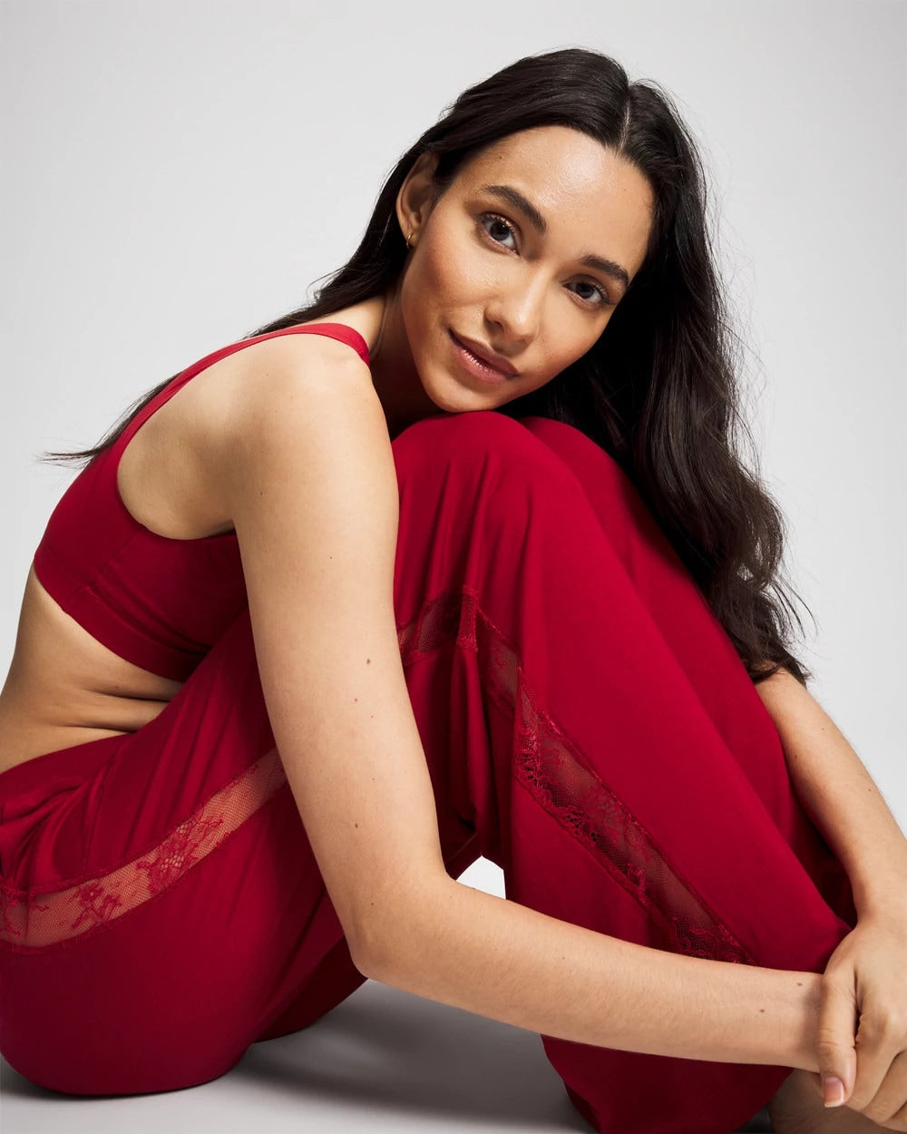 PAINT THE TOWN RED Lace Relaxed Wide Leg Pajama Pant
