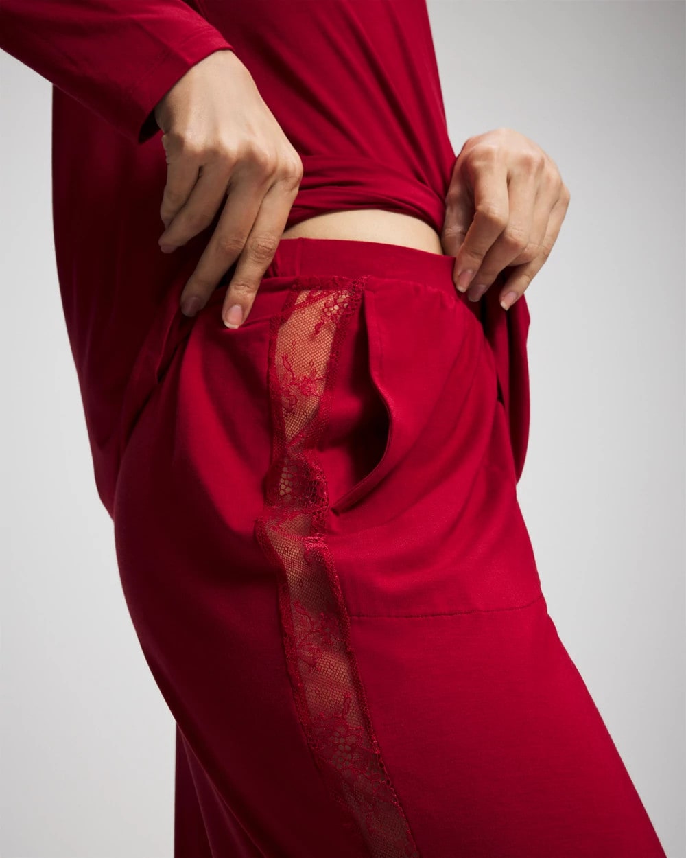 PAINT THE TOWN RED Lace Relaxed Wide Leg Pajama Pant
