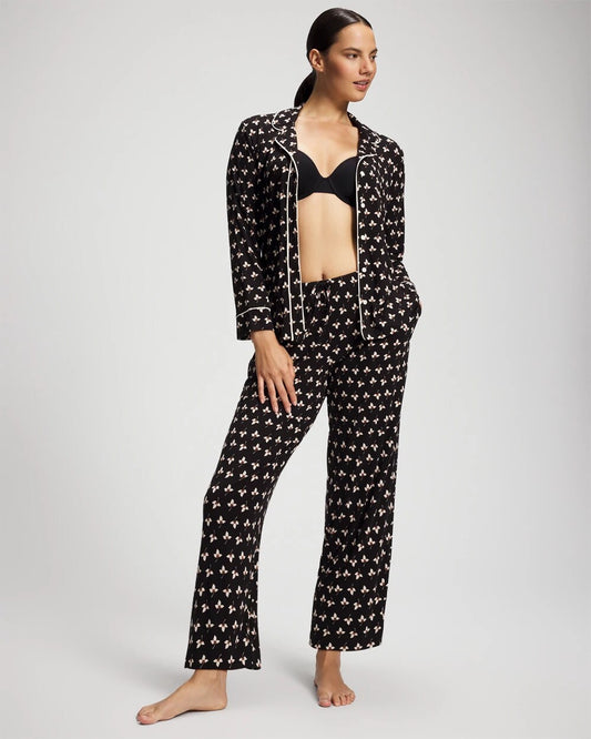 PEACEFUL PETALS BLACK Ankle Pajama Pant