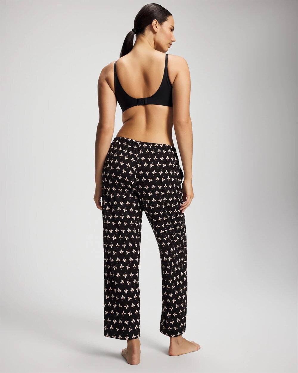 PEACEFUL PETALS BLACK Ankle Pajama Pant