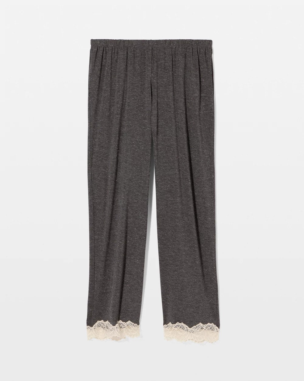 CHARCOAL HEATHER W/ SHINE Lace Trim Pajama Pant
