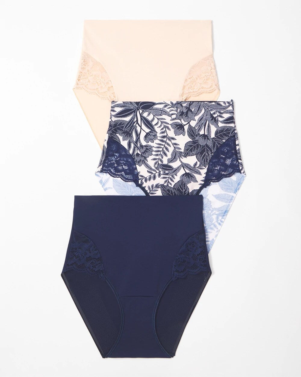 NIGHTFALL NAVY MULTIPACK Tummy High-Waist Brief Panty with Lace 3 Pack