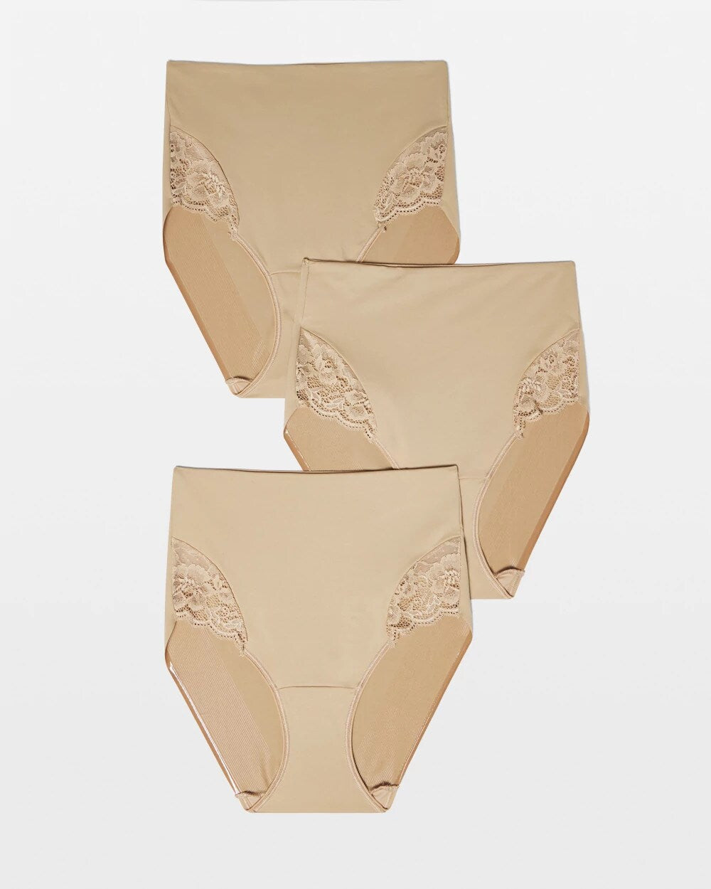 WARM AMBER MULTIPACK Tummy High-Waist Brief Panty with Lace 3 Pack