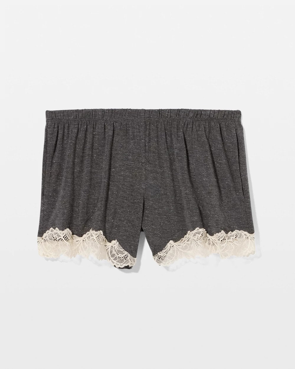 CHARCOAL HEATHER W/ SHINE Lace Trim Pajama Short