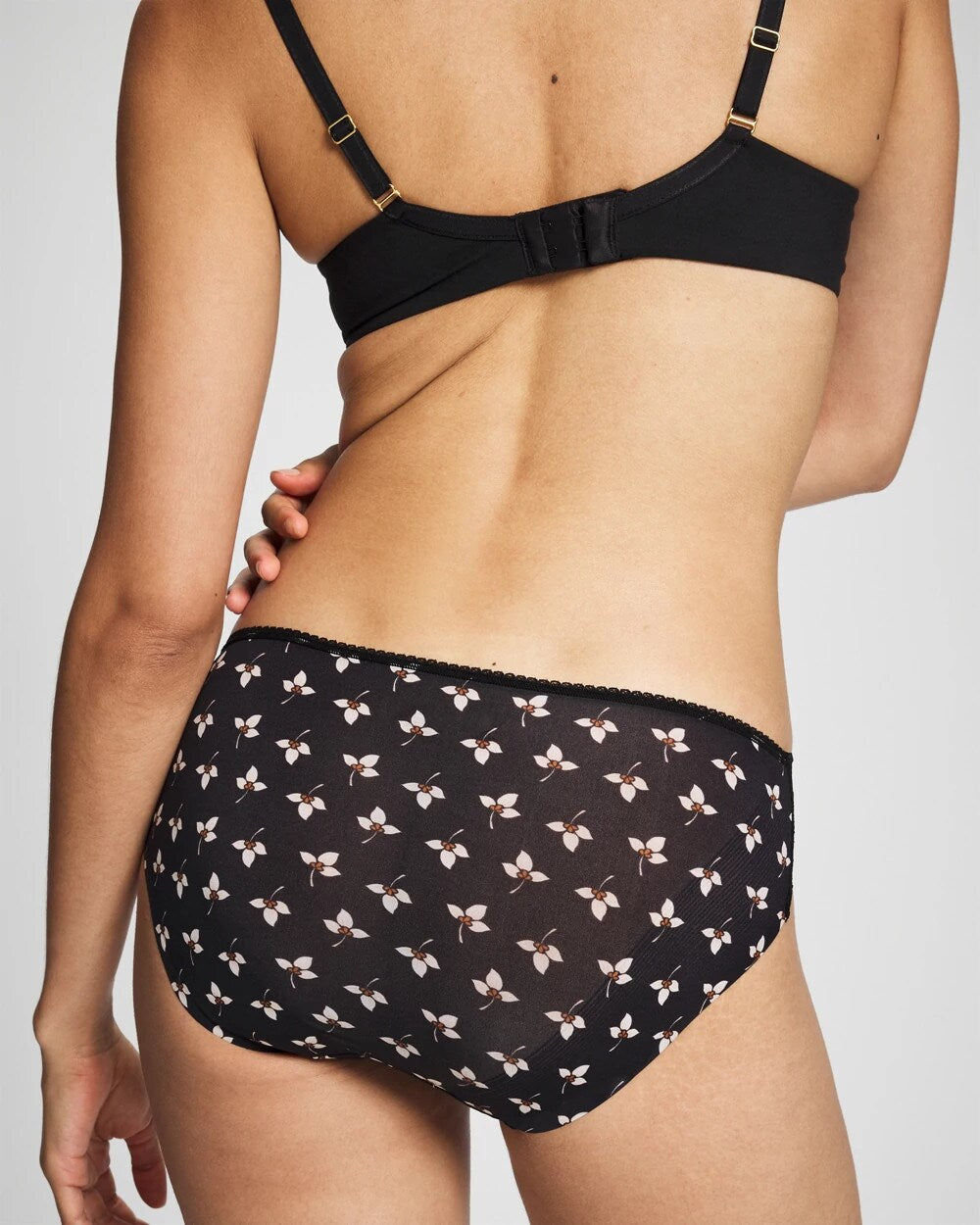PEACEFUL PETALS MINI BLK Edge Hipster Panty with Lace