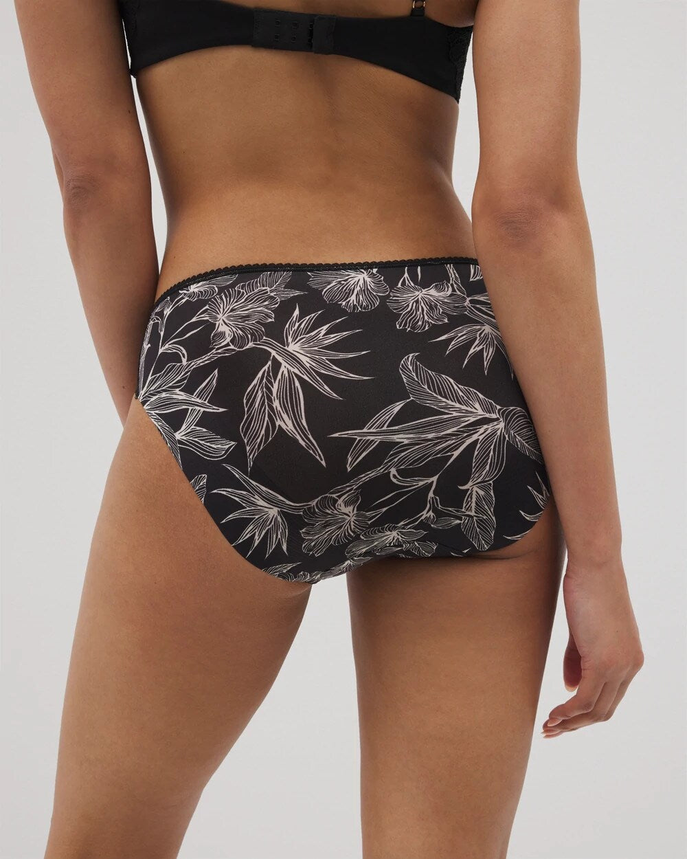 PLUMERIA BLOOMS BLK CH Edge Hipster Panty with Lace