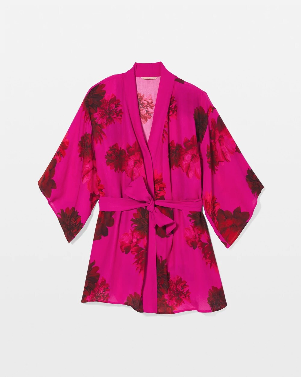 VA VA BLOOMS PINK Silk Chiffon Short Robe