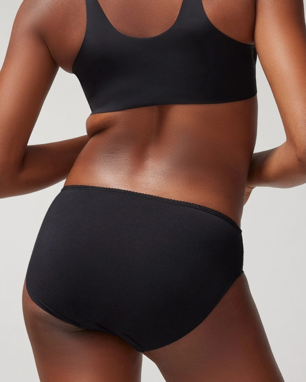 BLACK Cotton Blend Hipster Panty with Lace