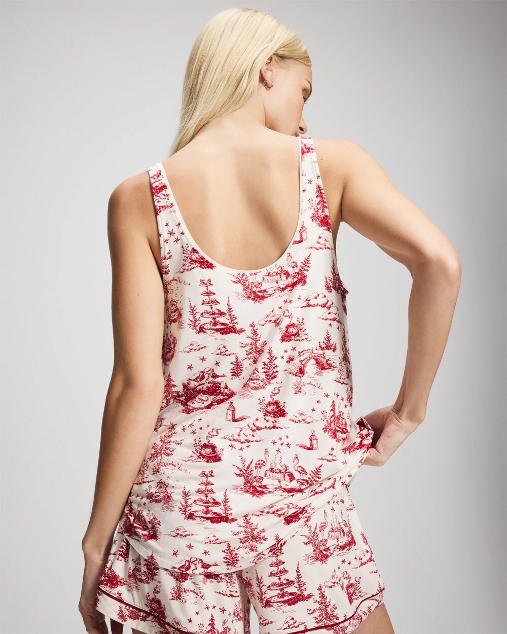 ENCHANTED TOILE CHAMPAGNE Pajama Tank With Piping