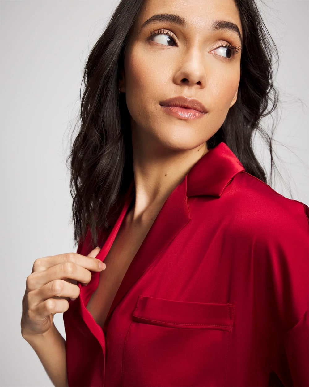 PAINT THE TOWN RED Short Sleeve Notch Collar Pajama Top