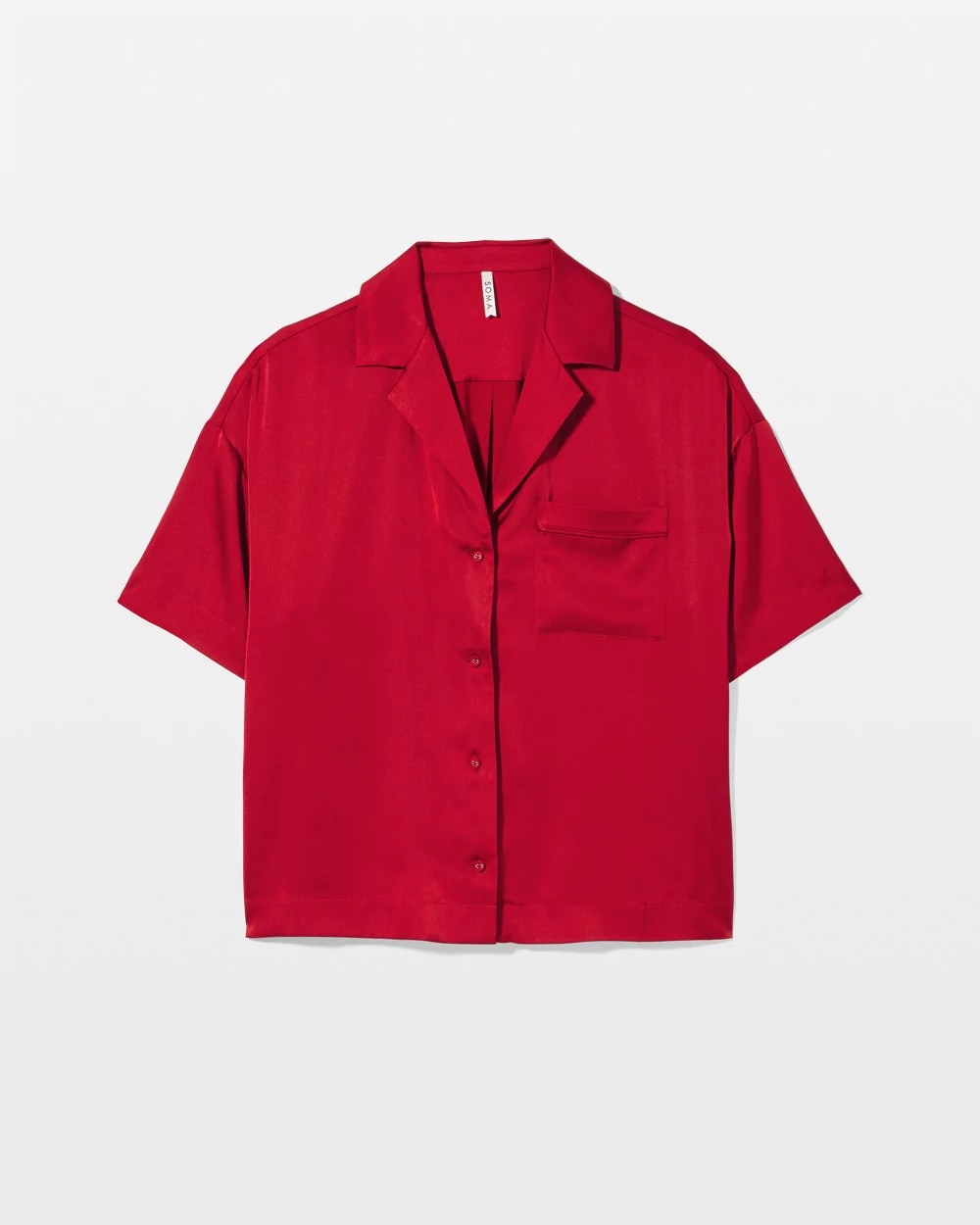 PAINT THE TOWN RED Short Sleeve Notch Collar Pajama Top