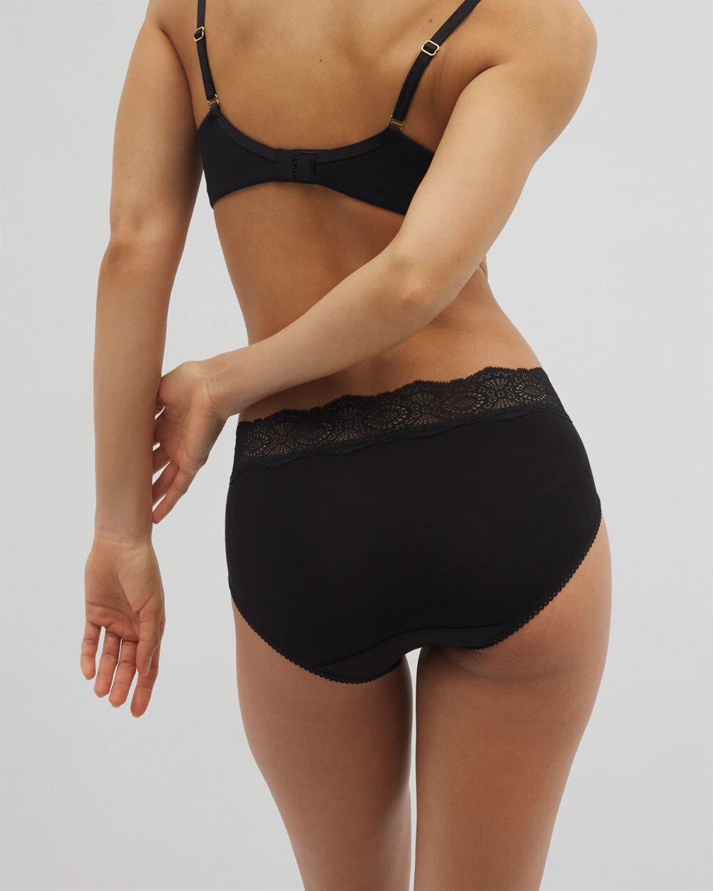 BLACK Embraceable Hipster Panty with Crochet Lace Waist