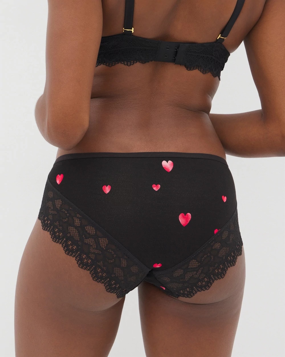 FLOATING HEARTS BLACK RED Hipster Panty with Enchanting Lace