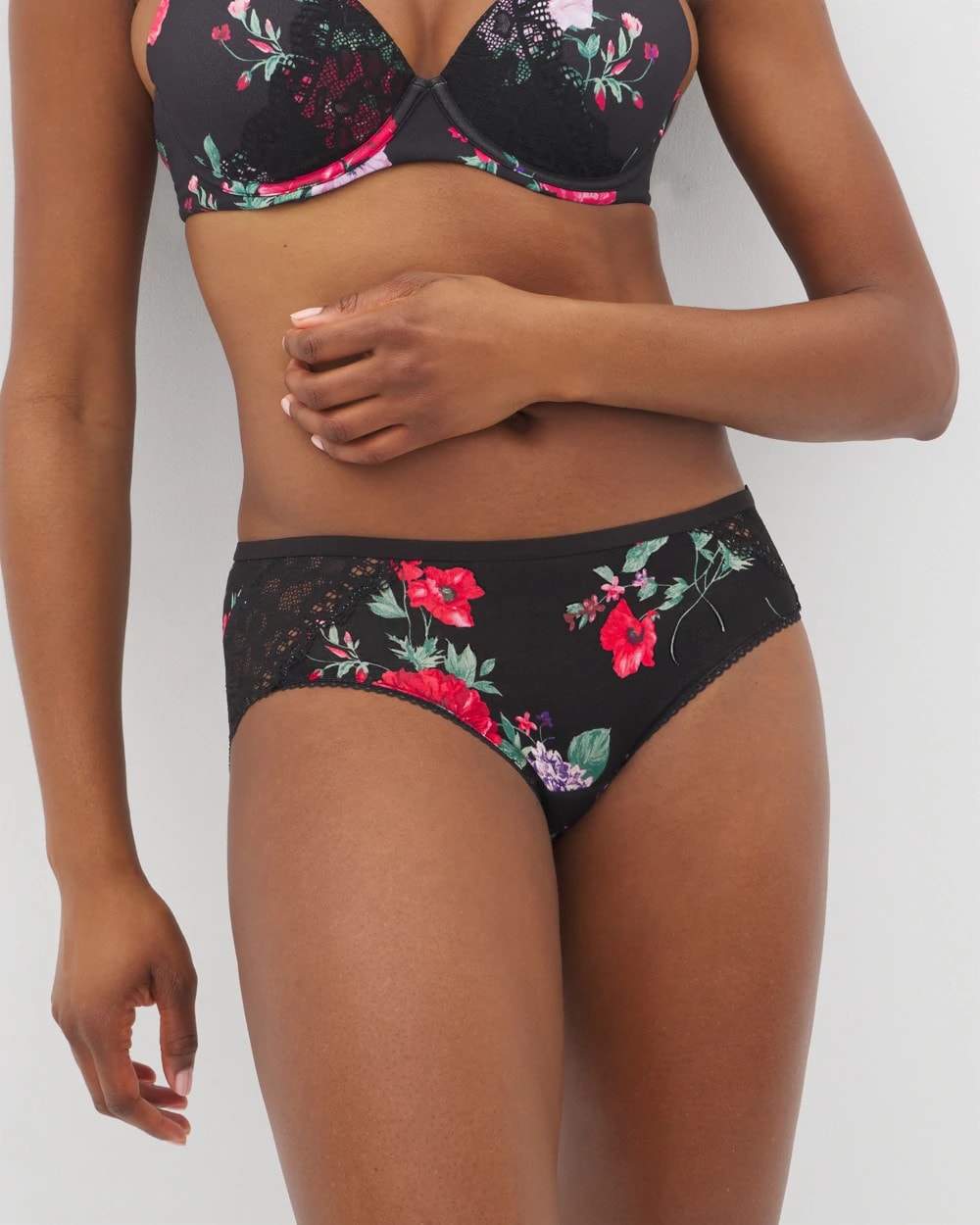 RHAPSODY FLORA MINI BLACK Hipster Panty with Enchanting Lace