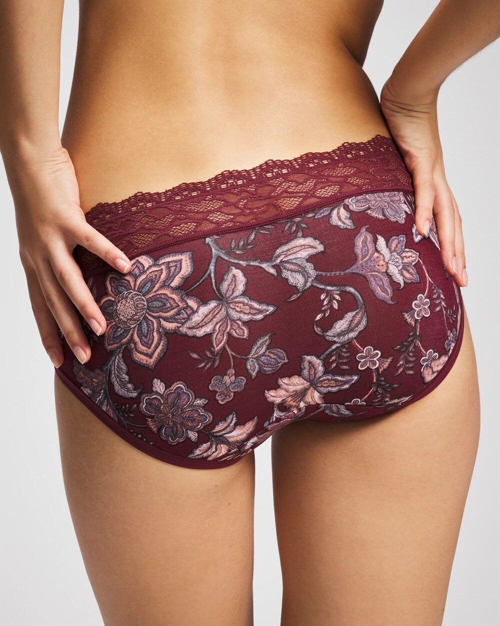 PAISLEY SPLENDOR M PLUM Hipster Panty with Enchanting Lace