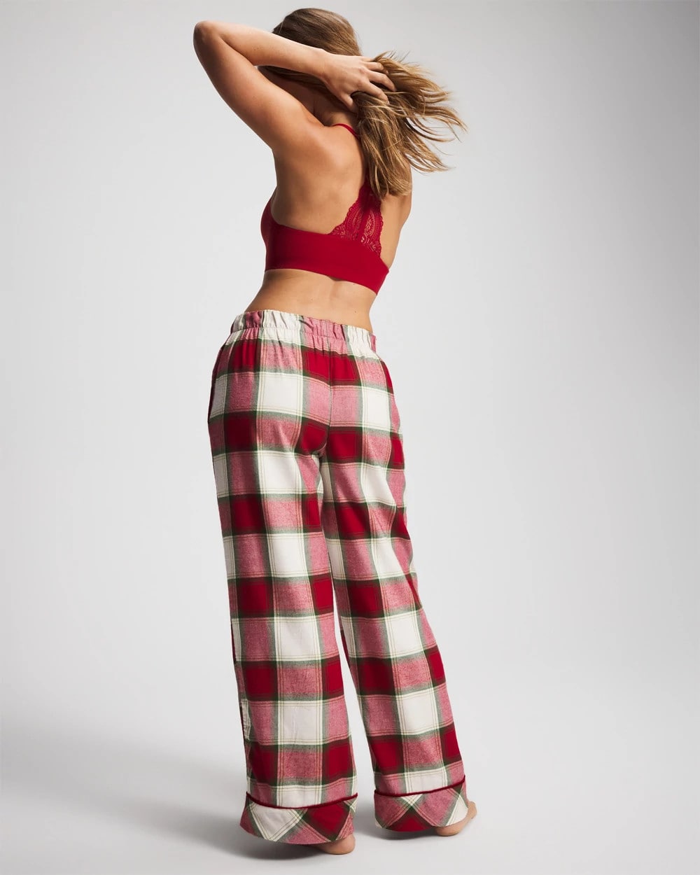 WINTER PLAID RED Velvet Piped Relaxed Pajama Pant