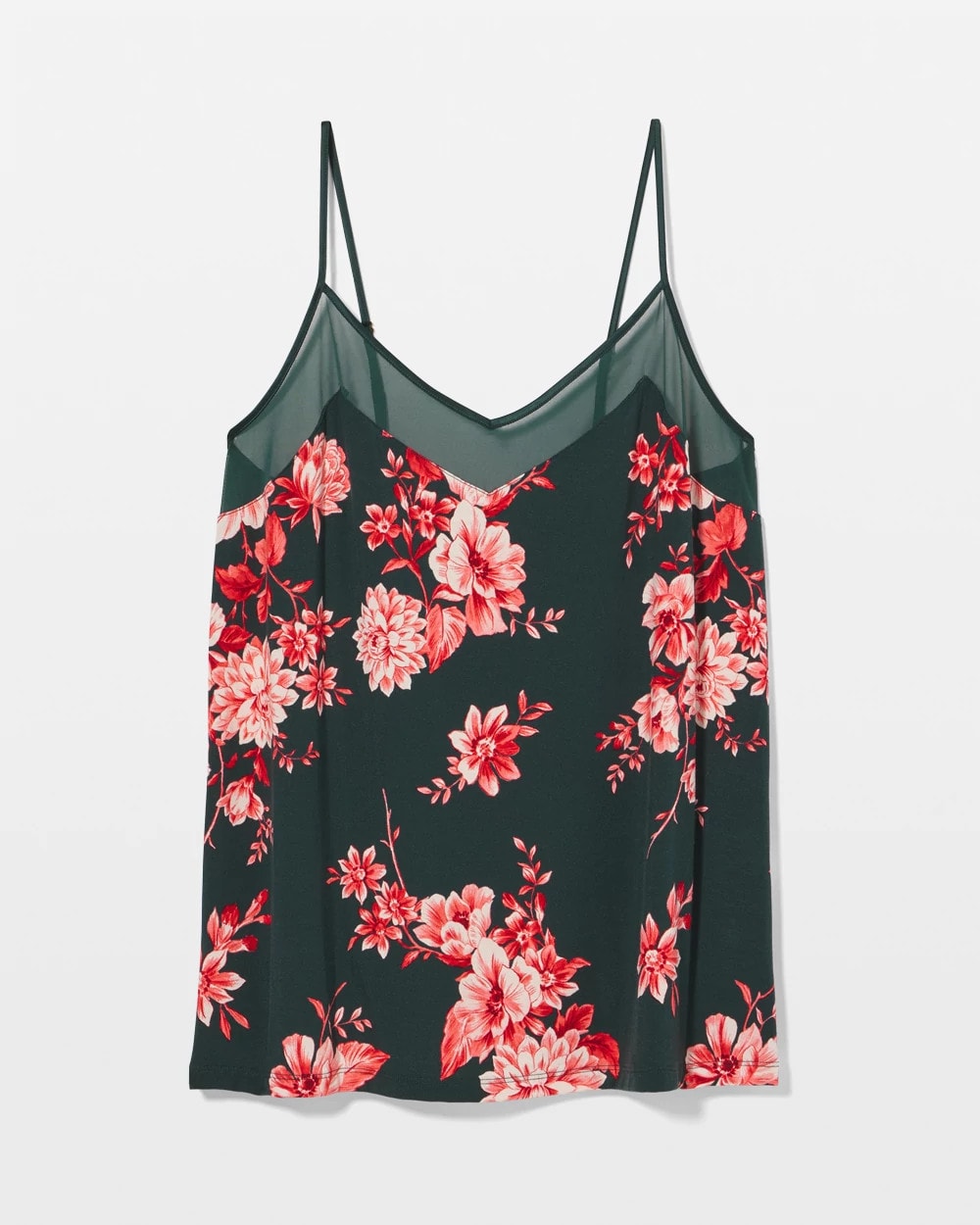 COTTAGE FLORAL GREEN Mesh Trim Pajama Cami