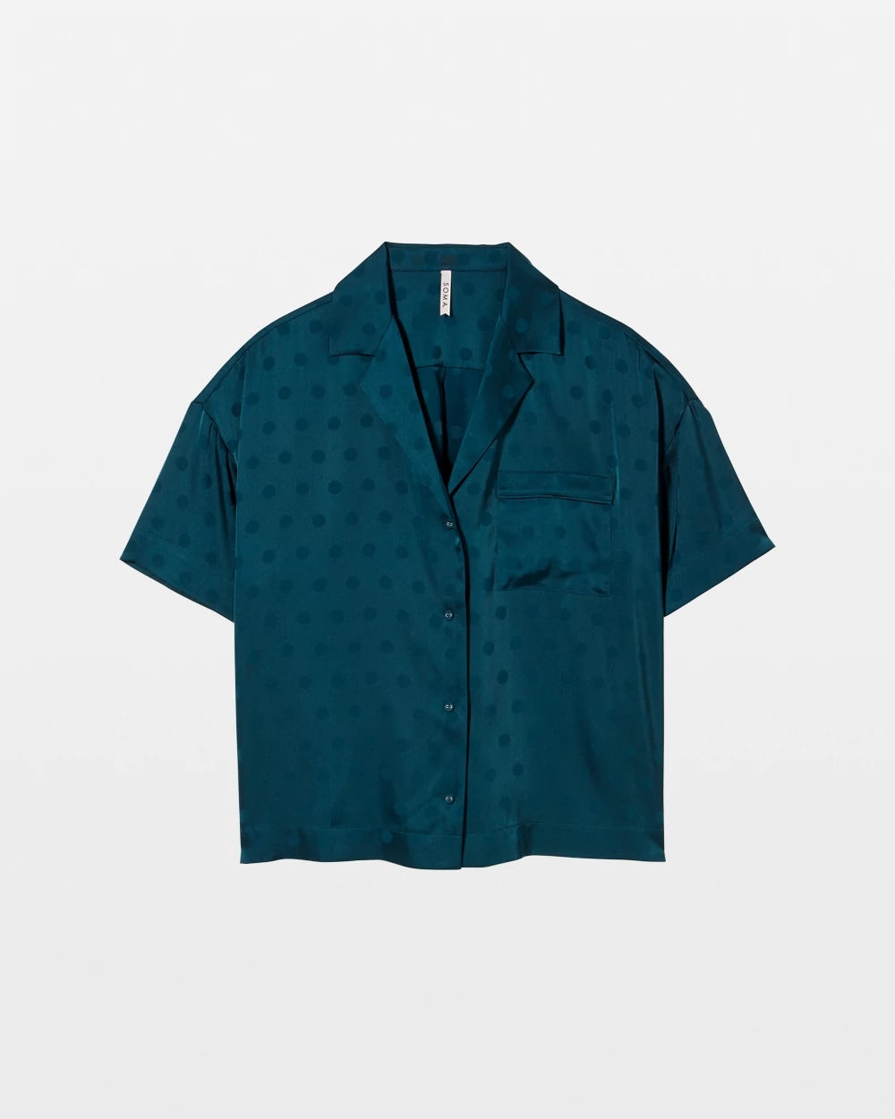 DRAMA DOTS DARK HARBOUR Jacquard Dot Relaxed Notch Collar Pajama Top