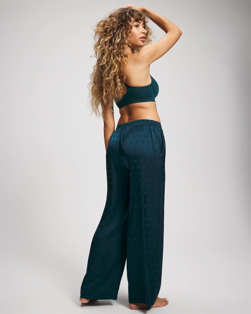 DRAMA DOTS DARK HARBOUR Jacquard Dot Satin Relaxed Pant