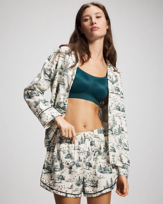 ENCHANTED TOILE GREEN Piped Boxer Pajama Short