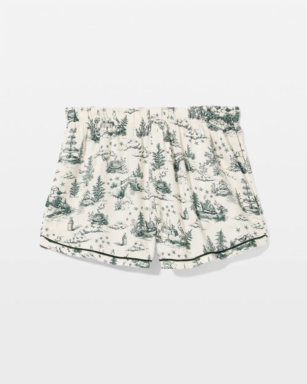 ENCHANTED TOILE GREEN Piped Boxer Pajama Short