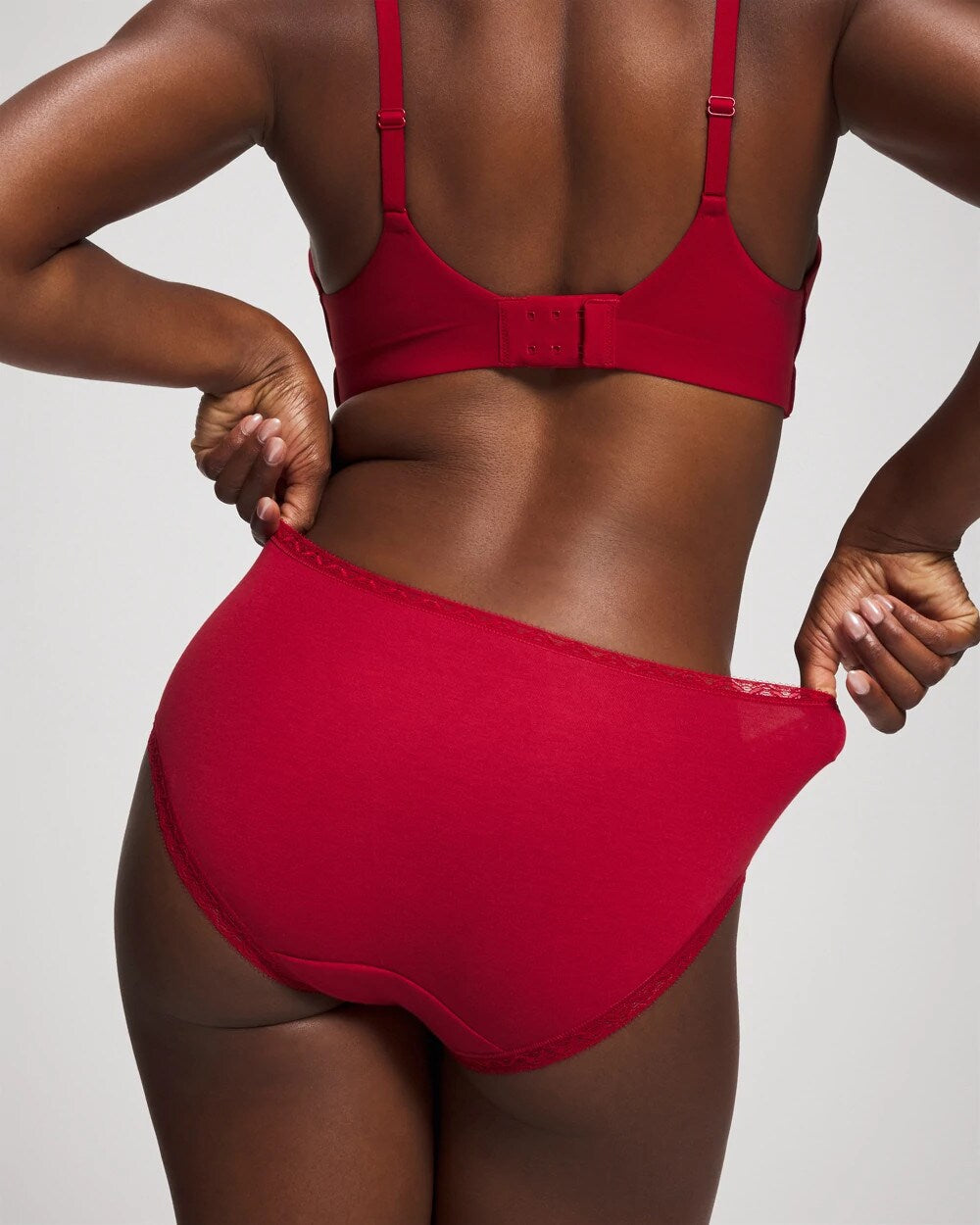 PAINT THE TOWN RED Cotton Hipster Panty with Lace Trim