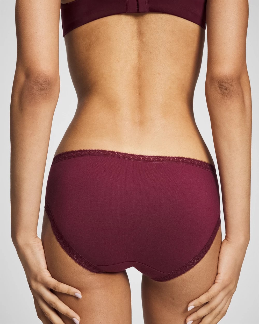 VELVET PLUM Cotton Hipster Panty with Lace Trim