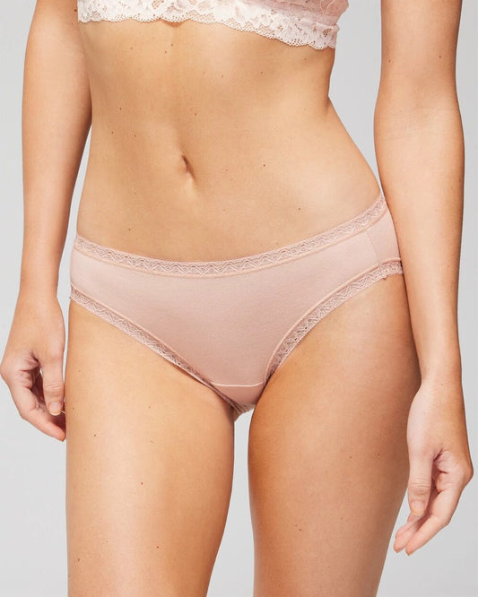HUSH Cotton Hipster Panty with Lace Trim