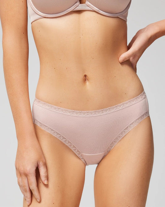 ADOBE ROSE Cotton Hipster Panty with Lace Trim