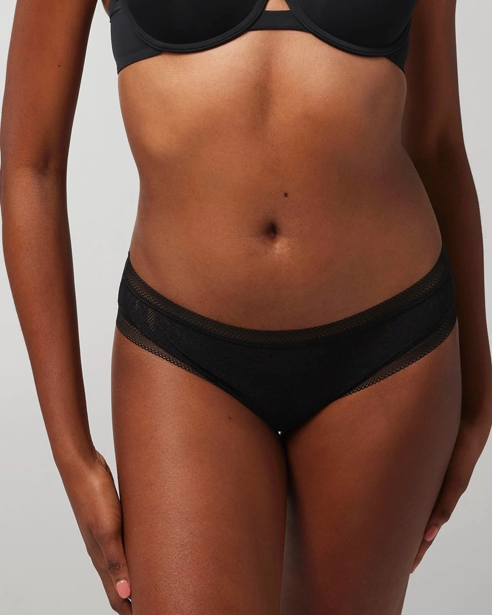 BLACK Soma Hipster Panty with Stretch Lace