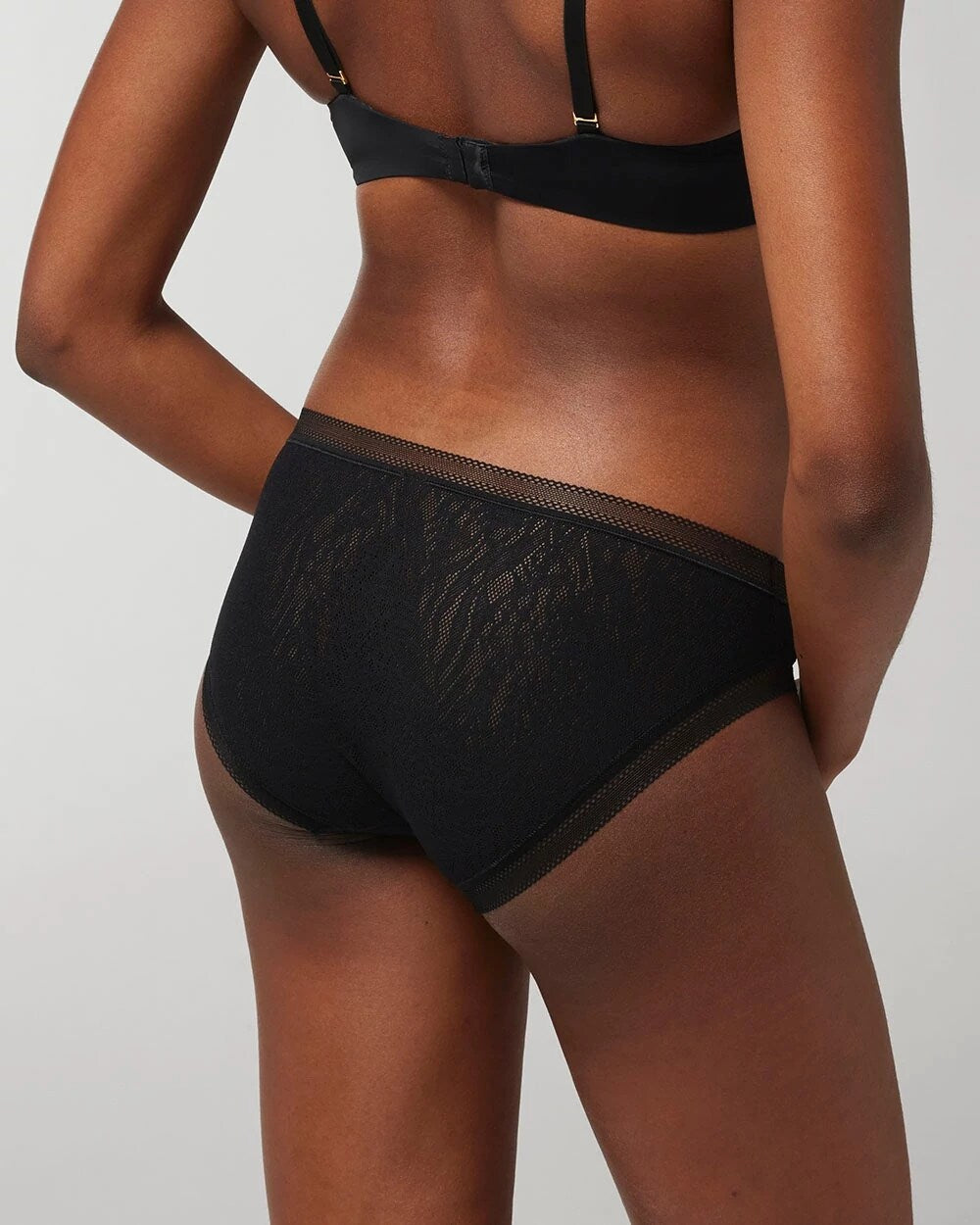 BLACK Soma Hipster Panty with Stretch Lace