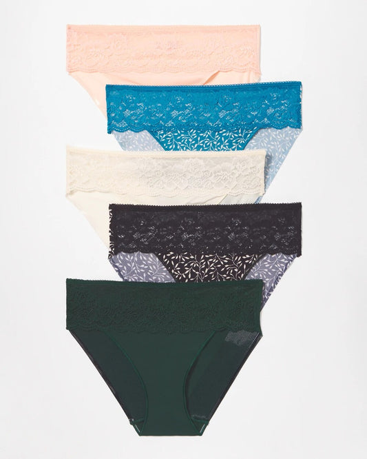 LUSH EMERALD MULTI PACK Edge Hipster Panty with Lace 5 Pack
