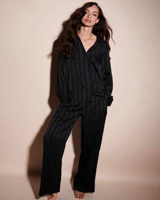 BLACK Shadow Stripe Pajama Pant