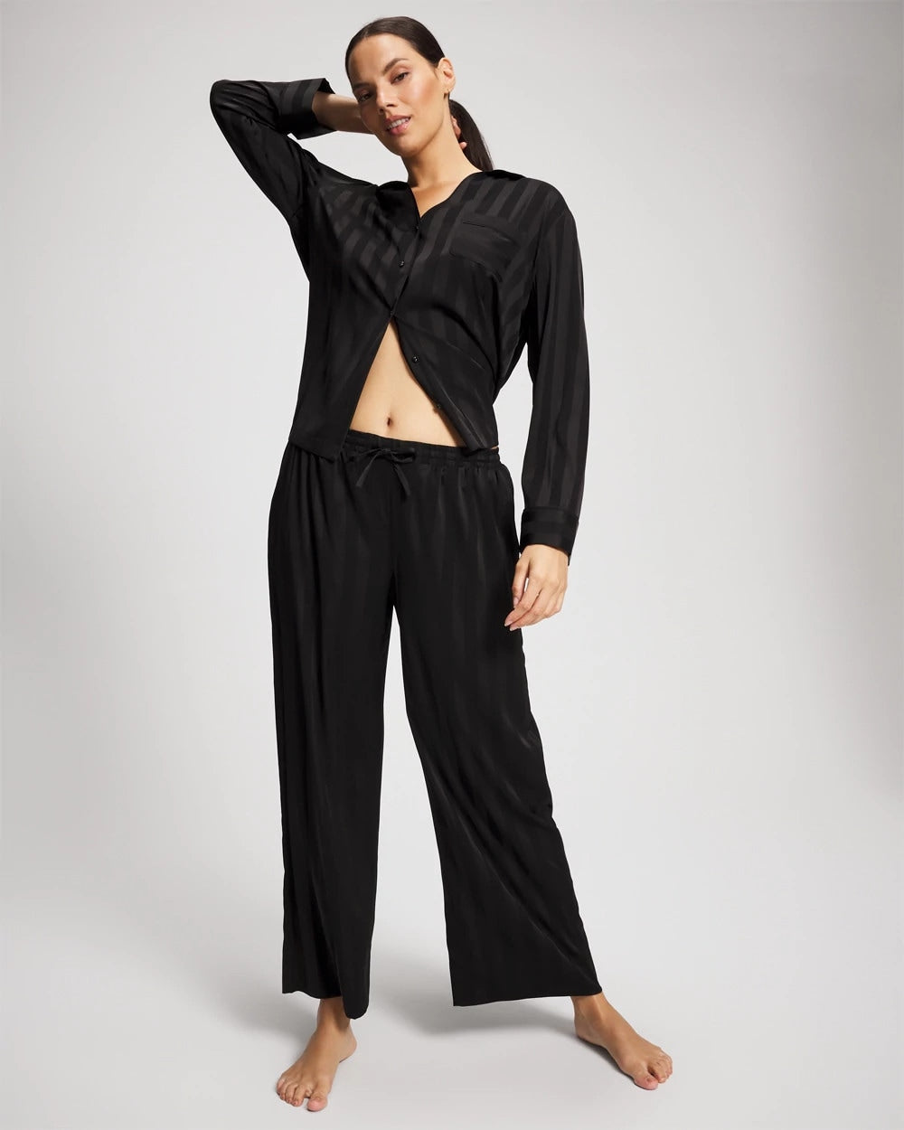 BLACK Shadow Stripe Pajama Pant