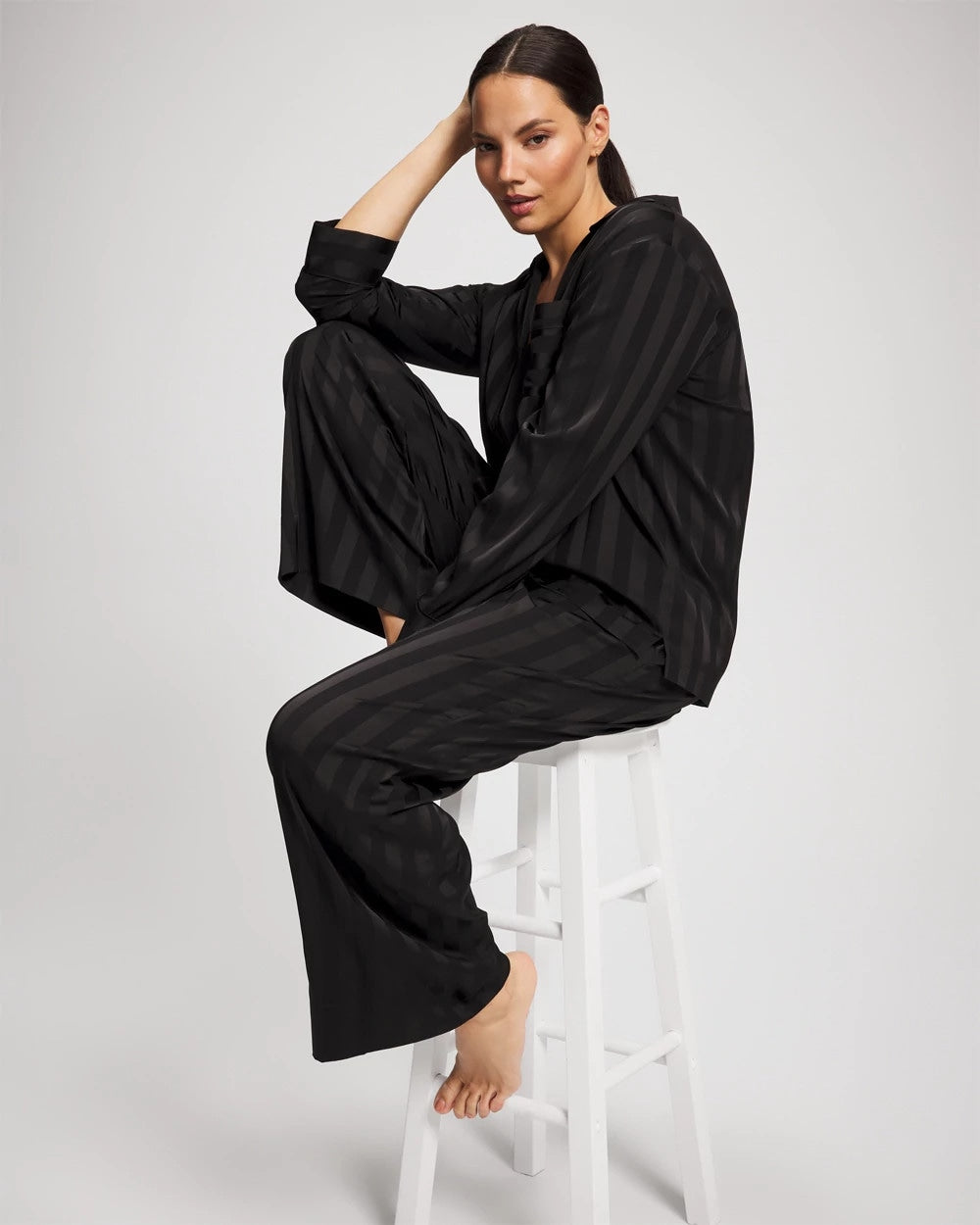 BLACK Shadow Stripe Pajama Pant